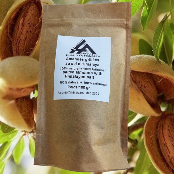 snack : Amandes grillées au sel de l'Himalaya , 100% naturel et artisanale